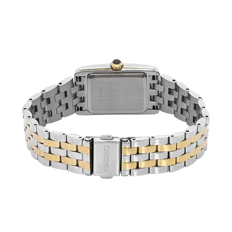 Seiko Essentials White Dial Two-Tone Rectangular Ladies Watch- SWR087